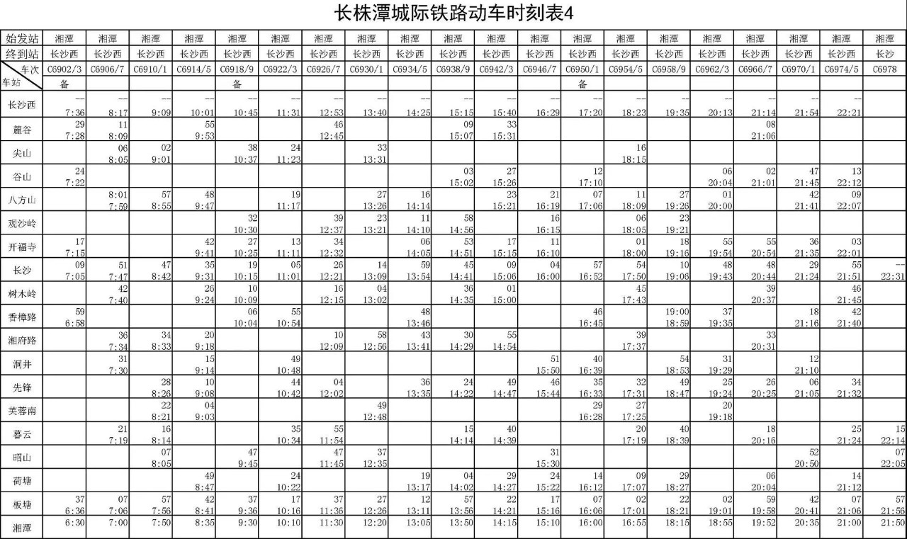 长株潭城际最新时刻表，三城便捷交通连接开启